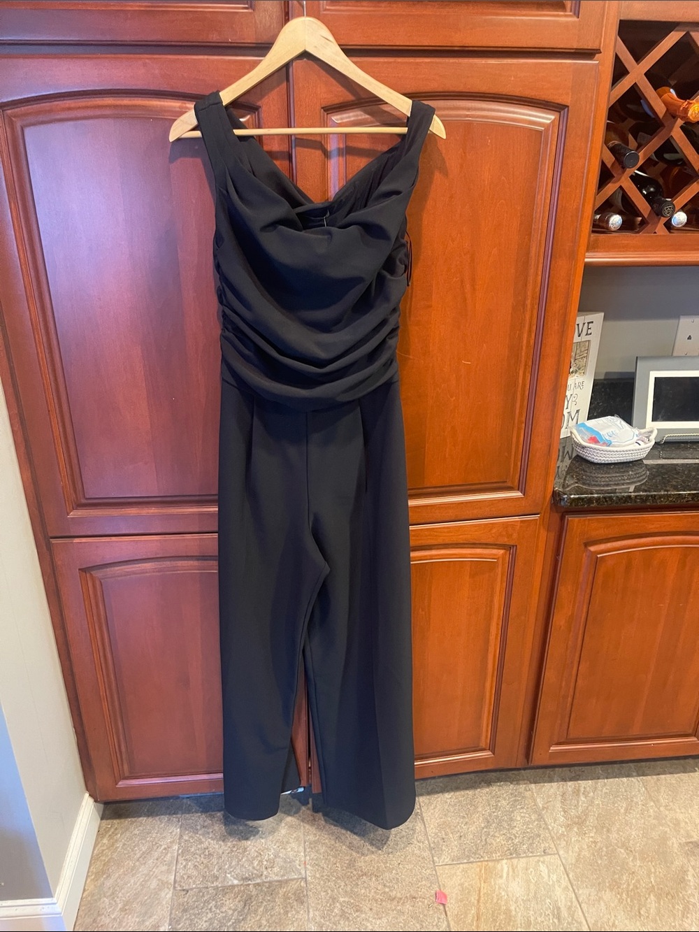 Abercrombie & Fitch Black Draped Cowl Neck Jumpsuit